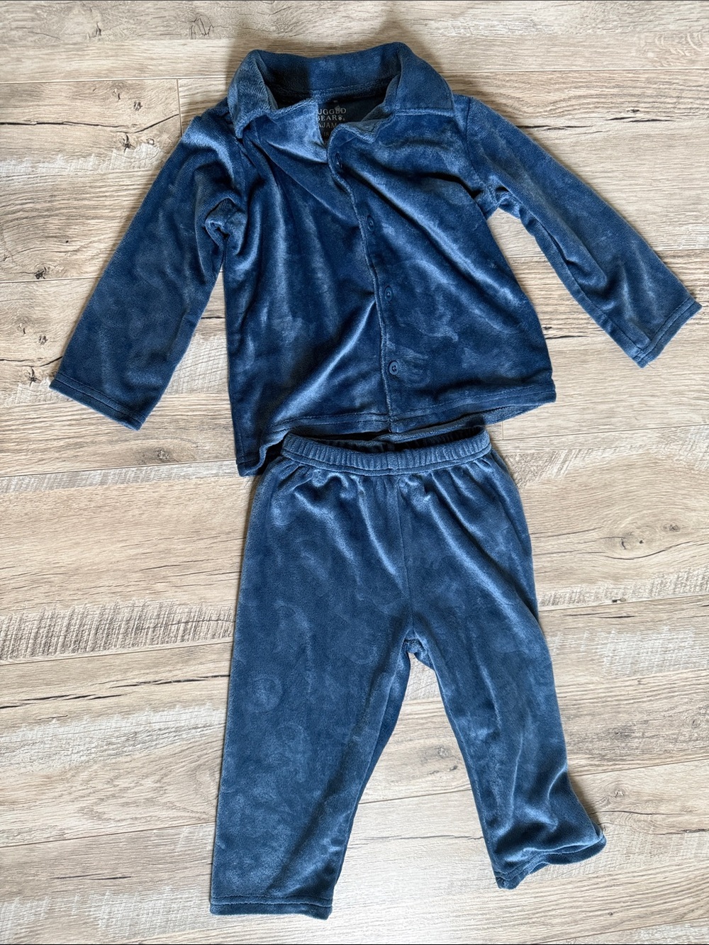 Soft Plush Kids Pajama Set in Navy Blue - Two-Piece Sleepwear